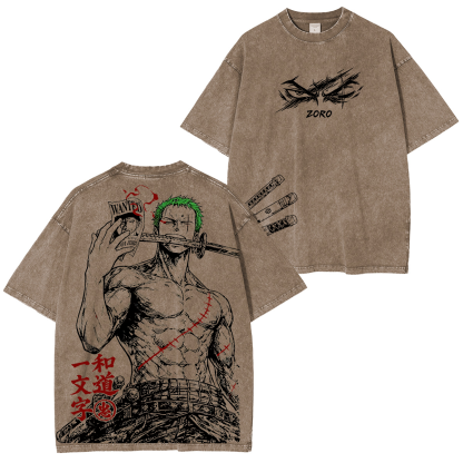 Zoro One Piece Unisex Washed T-Shirt