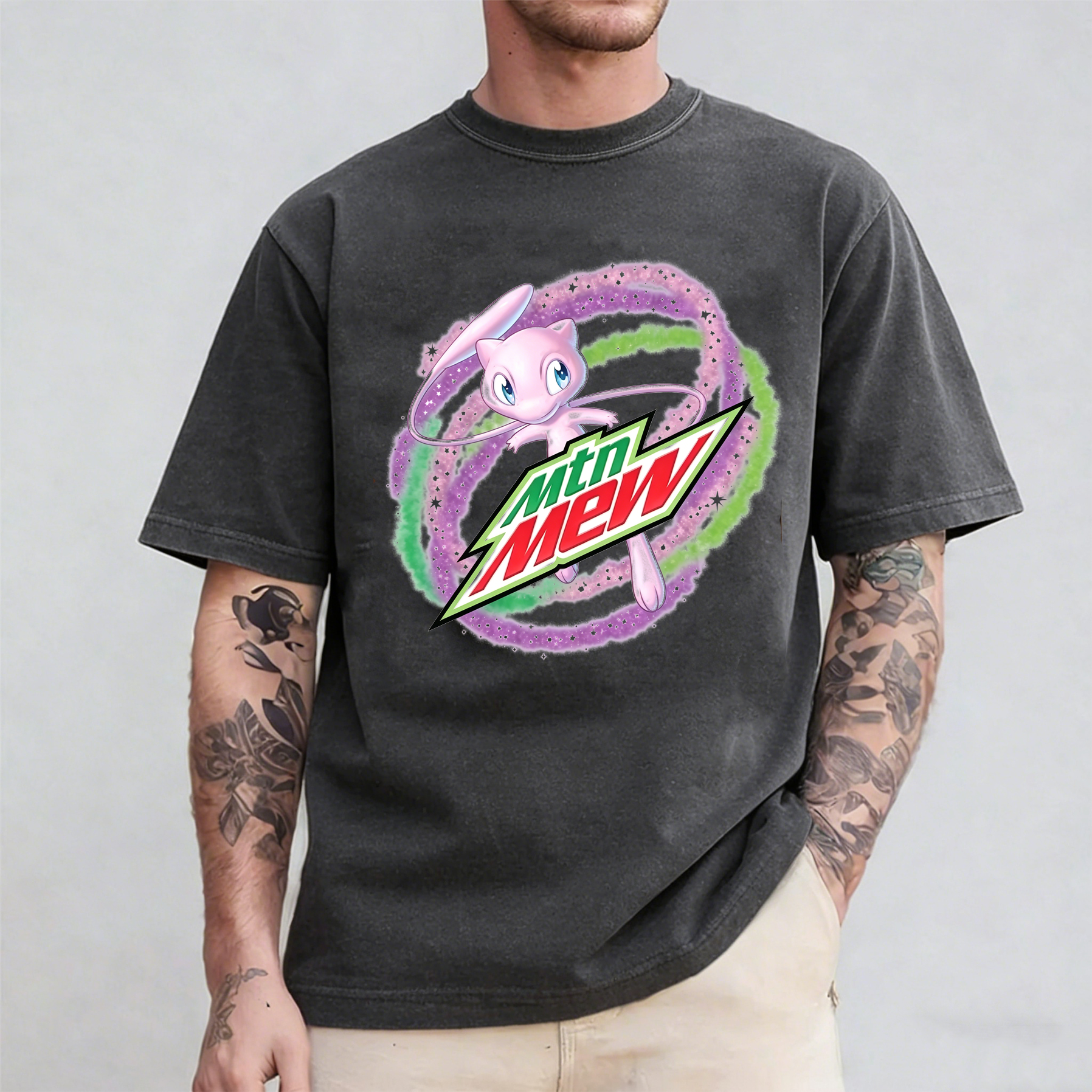Mew Pokemon Mountain Dew Logo Oversized T-shirt/Crewneck/Hoodie
