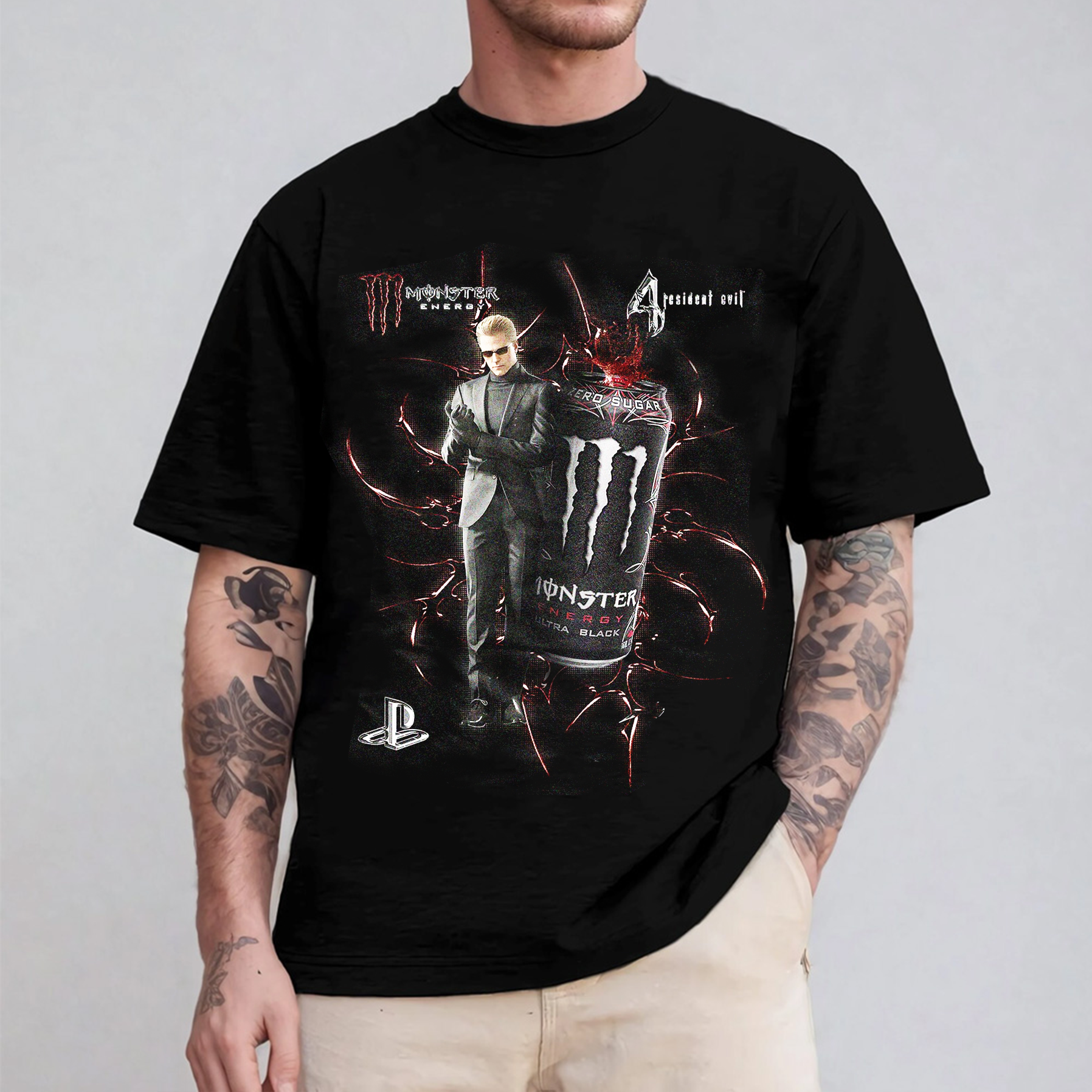 Resident Evil’s Wesker and Monster Energy Oversized T-shirt/Crewneck/Hoodie