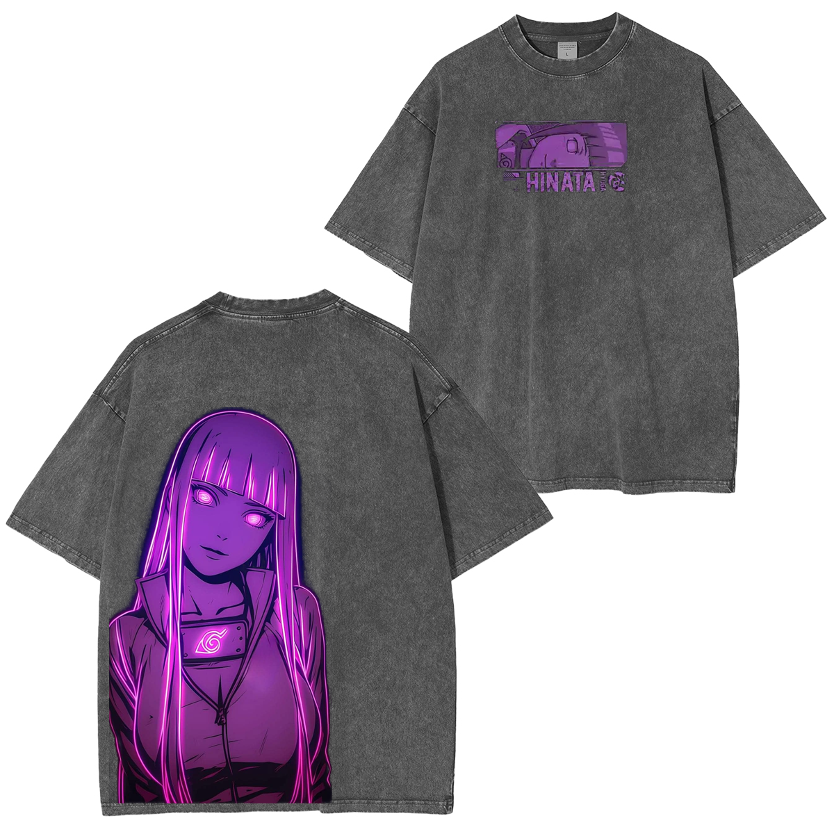 Hinata Hyuga - Anime Double Printed Vintage Unisex Washed T-Shirt