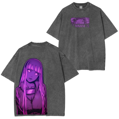 Hinata Hyuga - Anime Double Printed Vintage Unisex Washed T-Shirt
