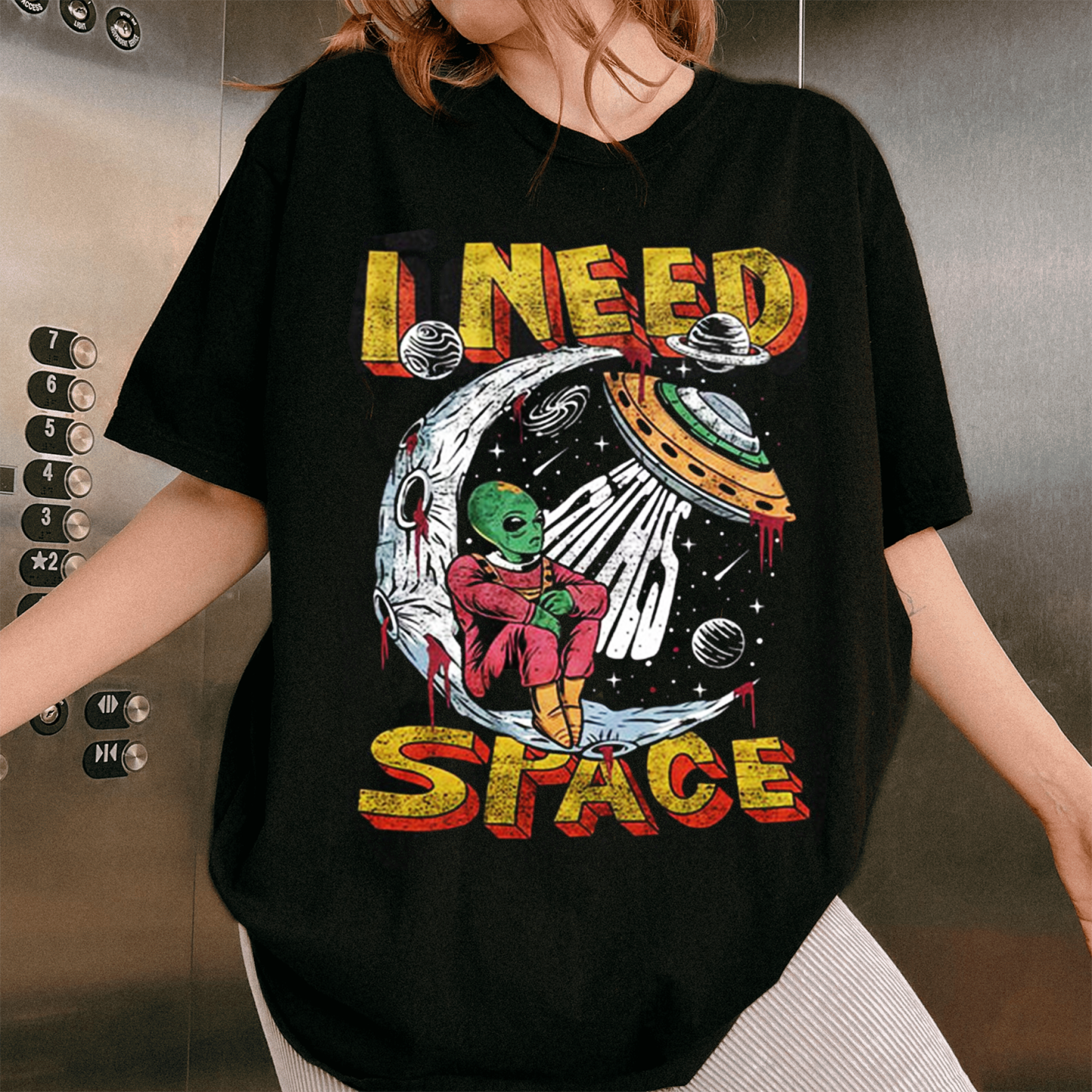 I Need Space Alien Comfort Color Oversized T-shirt/Crewneck/Hoodie