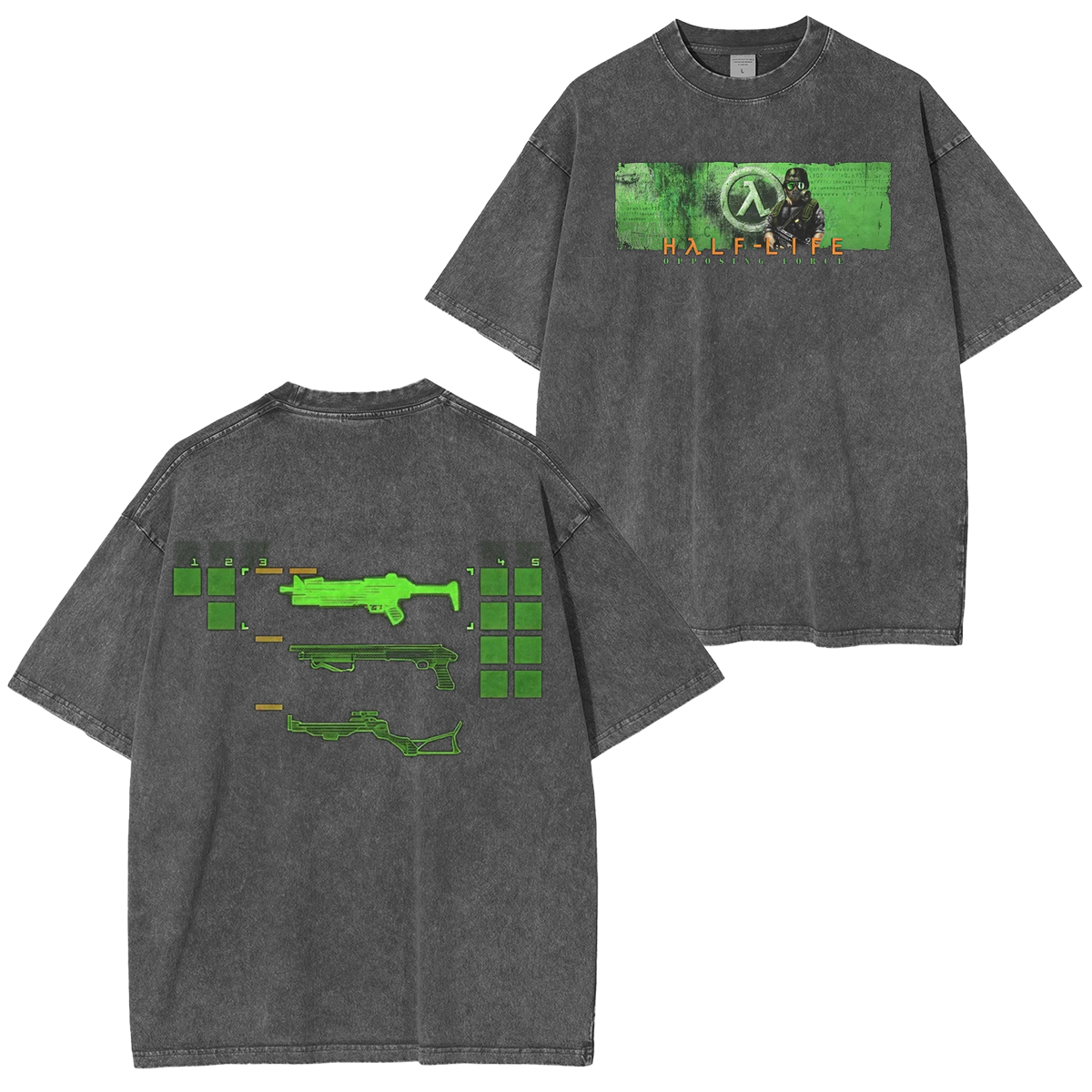 Half-Life Graphic Print Video Game Oversized Unisex Washed T-Shirt