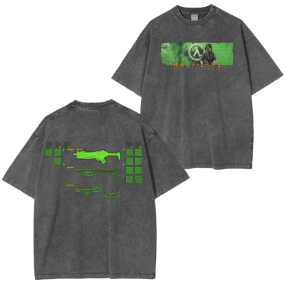 Half-Life Graphic Print Video Game Oversized Unisex Washed T-Shirt
