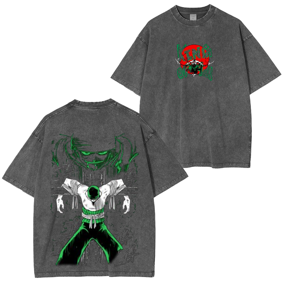 Zoro Roronoa One Piece Luffy Anime Unisex Washed T-Shirt