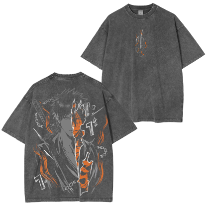 Bleach Ichigo Kurosaki Oversized Vintage Unisex Washed T-Shirt