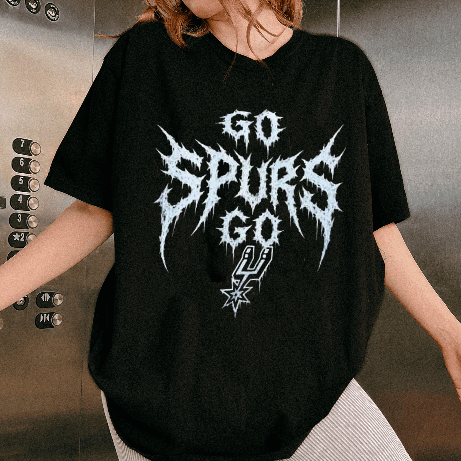 GO SPURS GO San Antonio Spurs Metal Font Voltage Oversized T-shirt/Crewneck/Hoodie