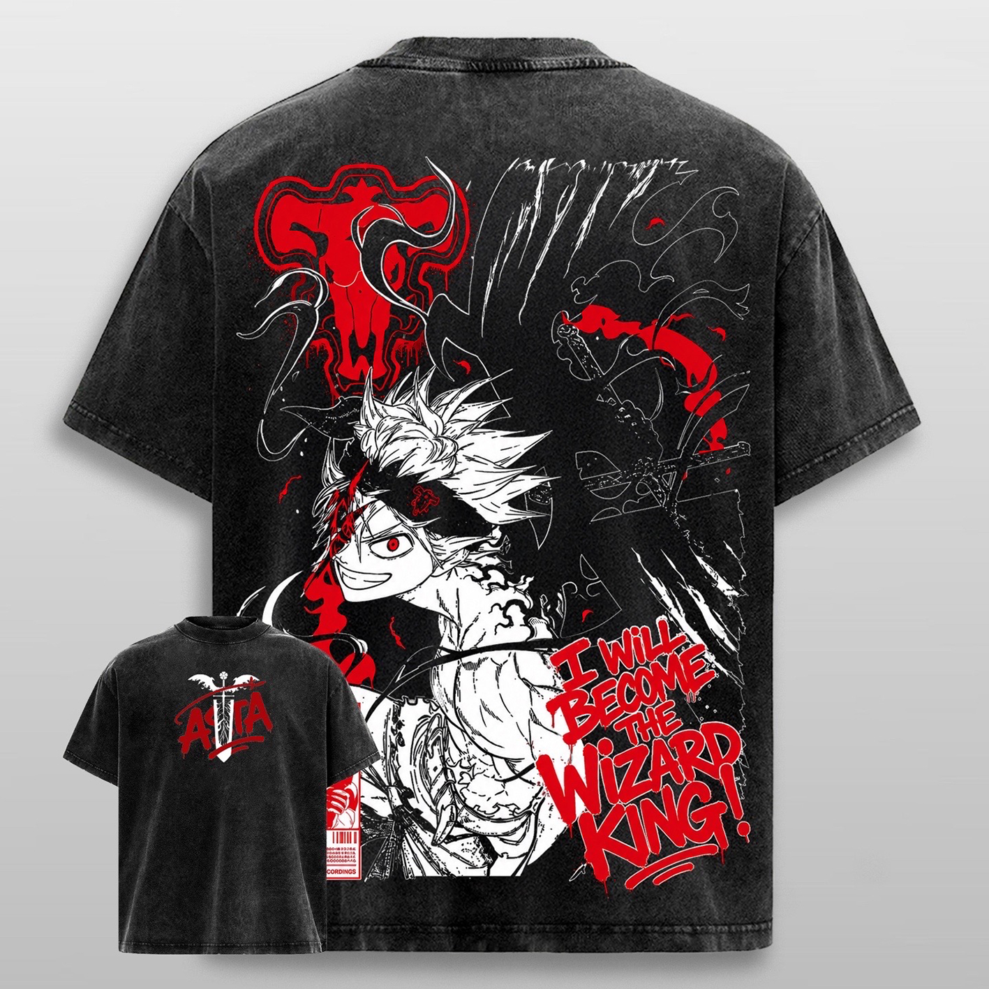 Black Clover Asta Washed T-shirt/Crewneck/Hoodie