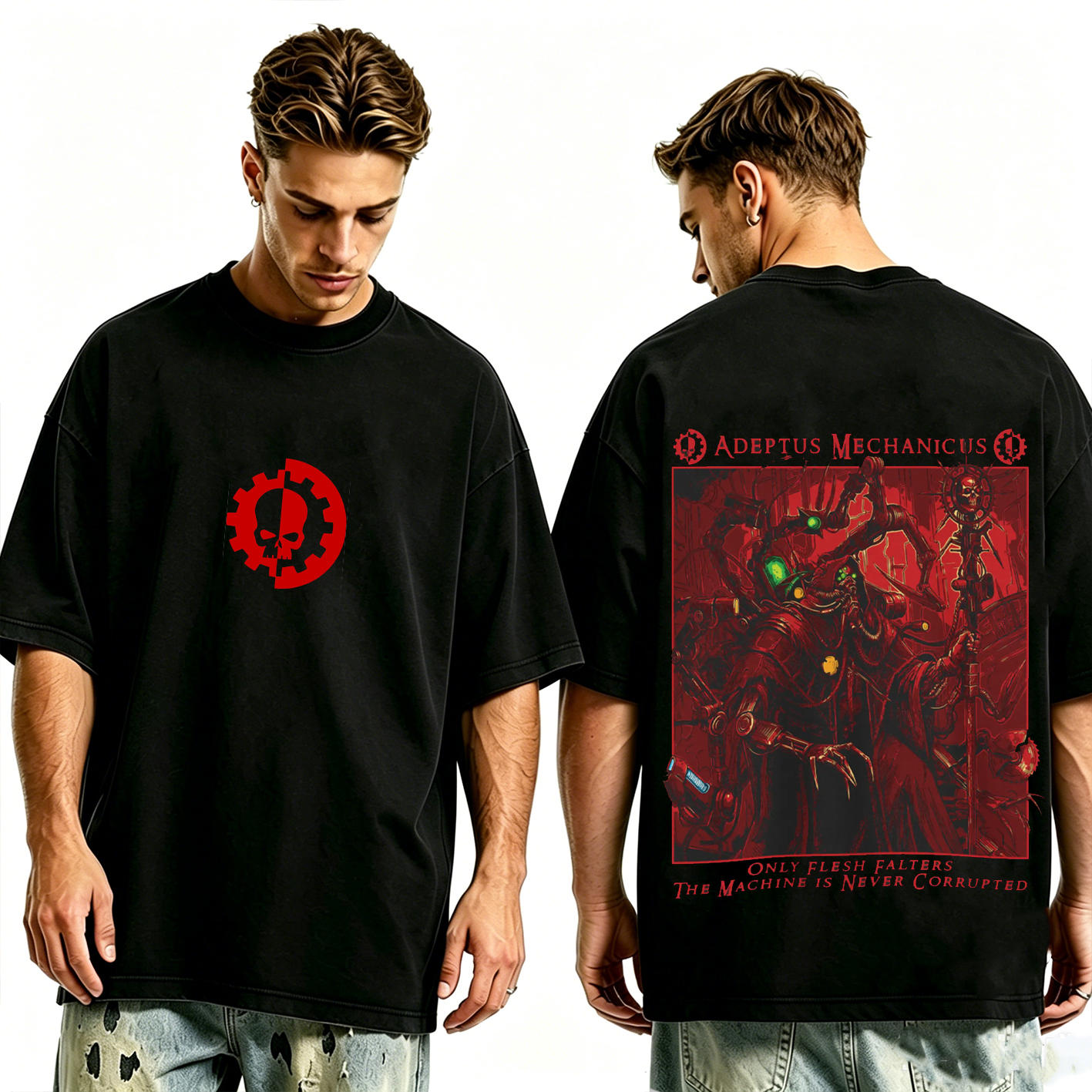 Adeptus Mechanicus -  Only Flesh Falters  Washed T-shirt/Crewneck/Hoodie