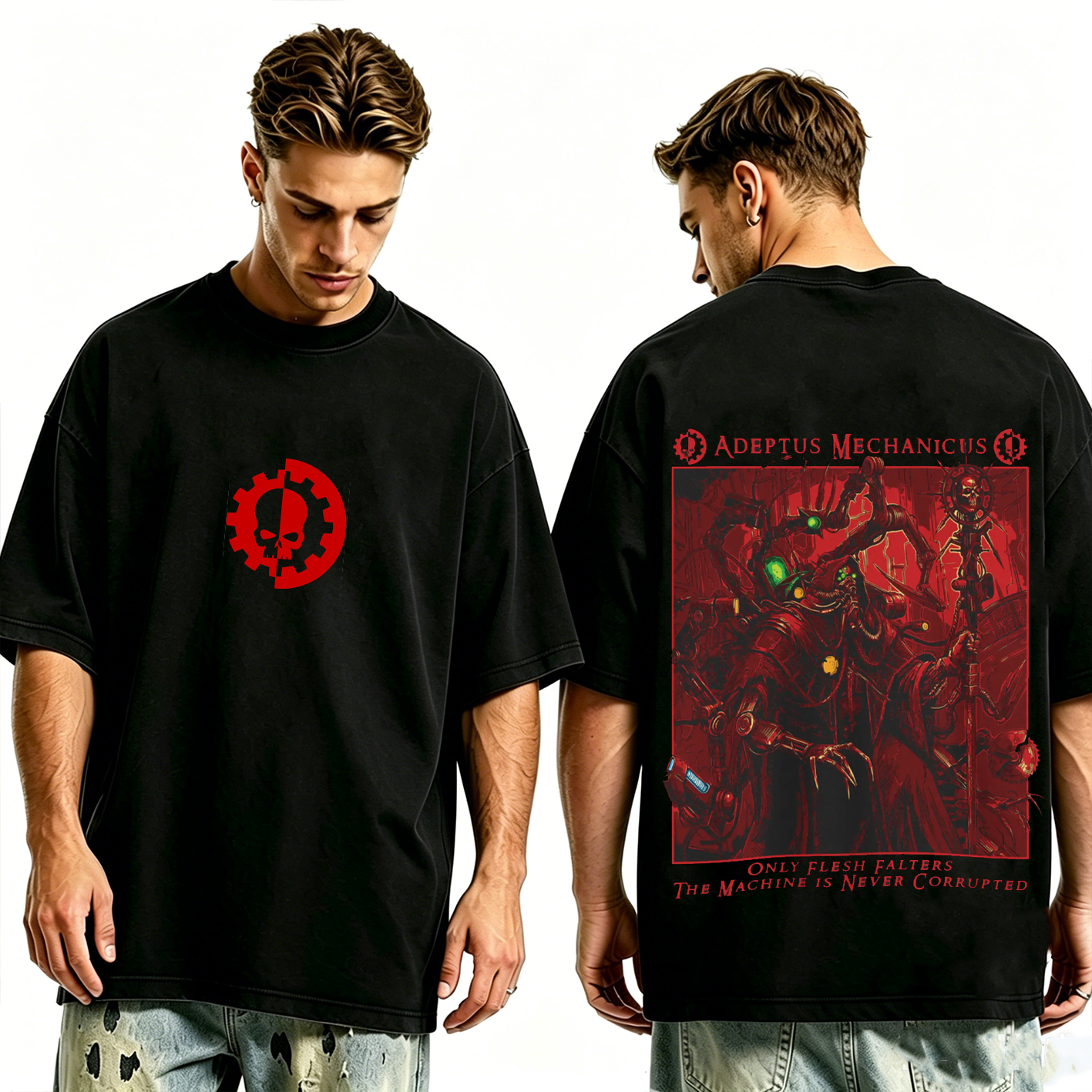 Adeptus Mechanicus -  Only Flesh Falters  Washed T-shirt/Crewneck/Hoodie