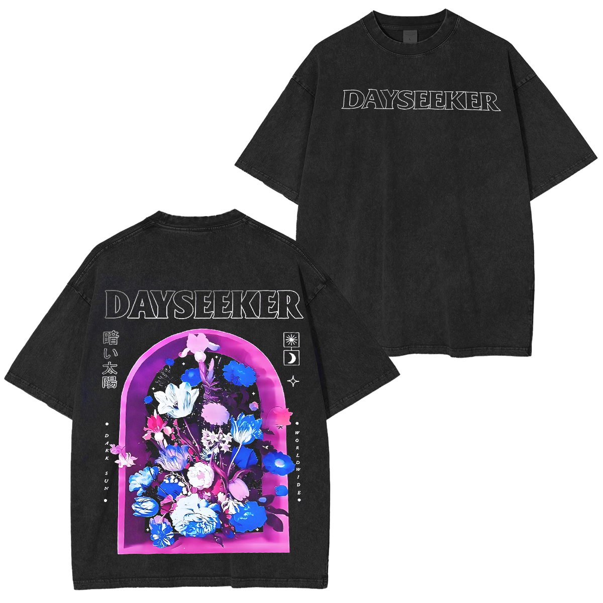 Dayseeker Floral Window Double Printed Unisex Washed T-Shirt
