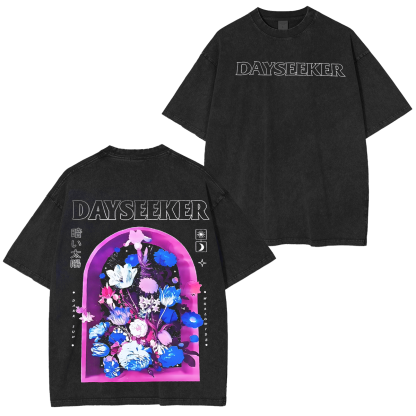 Dayseeker Floral Window Double Printed Unisex Washed T-Shirt