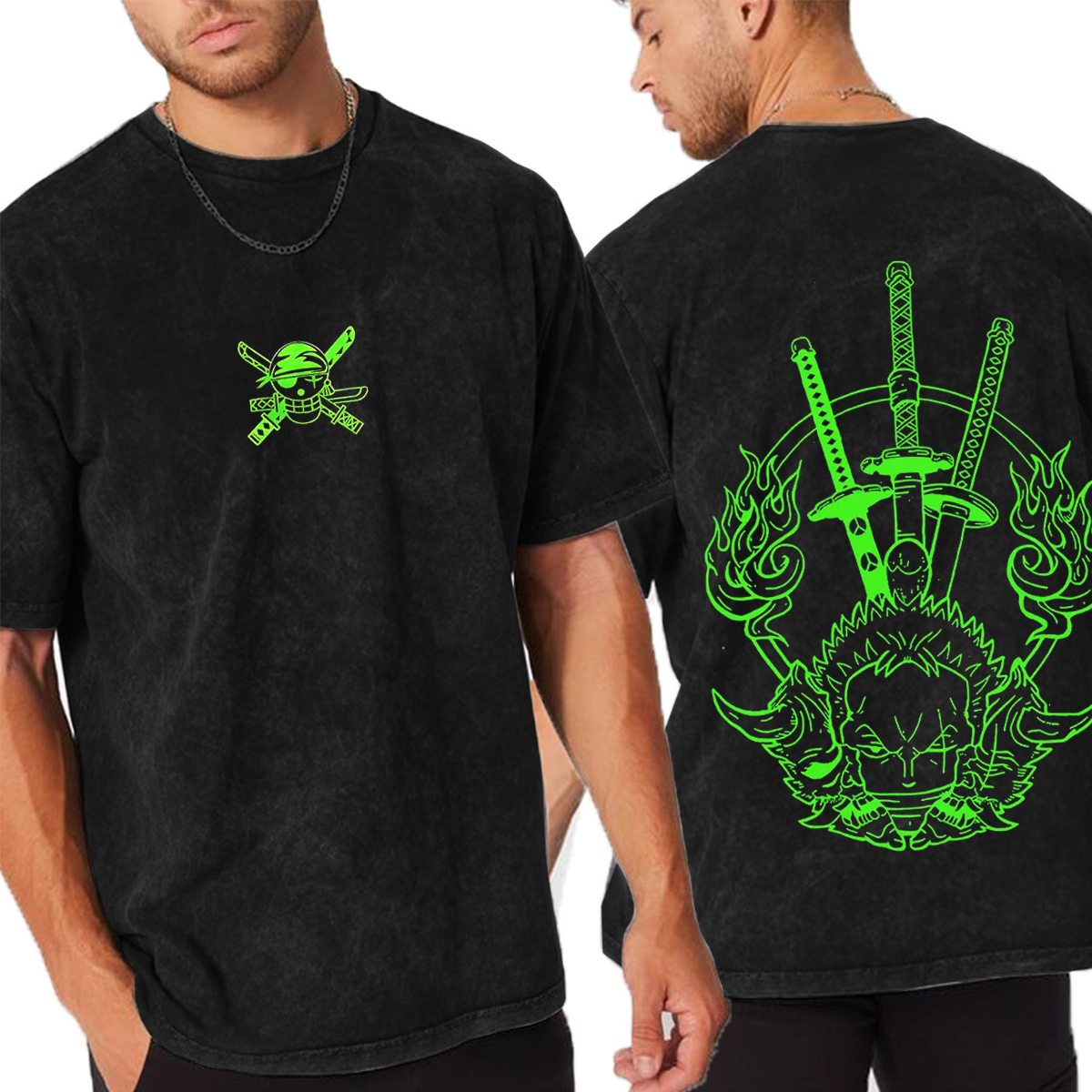 Ronoa Zoro One Piece Anime Unisex Washed T-Shirt