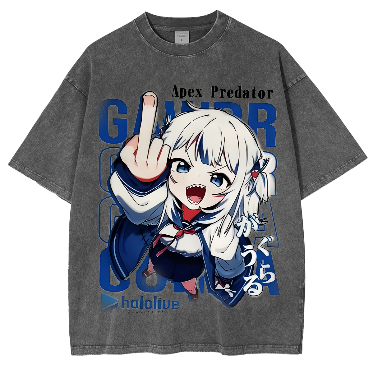 Gawr Gura Waifu Hololive Unisex Washed T-Shirt