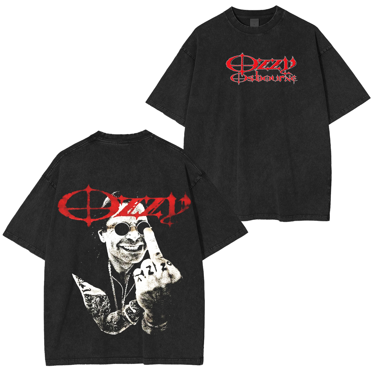 Ozzy OsBourne Middle Finger Cotton Black T-Shirt