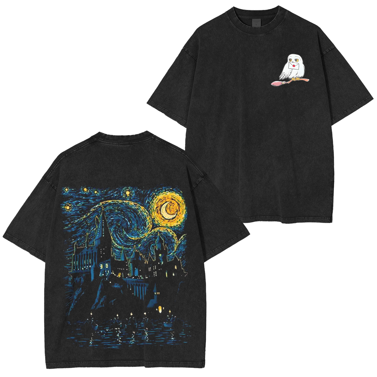 Hogwarts Castle and The Starry Night Vintage Washed T-shirt/Crewneck/Hoodie