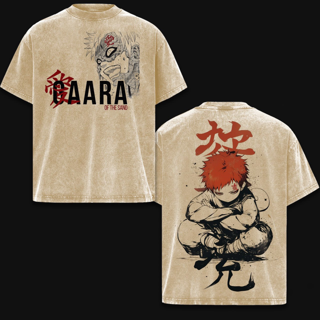Gaara Naruto Anime Double  Vintage Washed T-shirt/Crewneck/Hoodie