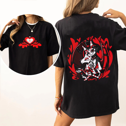Hazbin Hotel Hell Inn Cartoon Pattern Printed Terrifier Oversized Unisex T-shirt/Crewneck/Hoodie