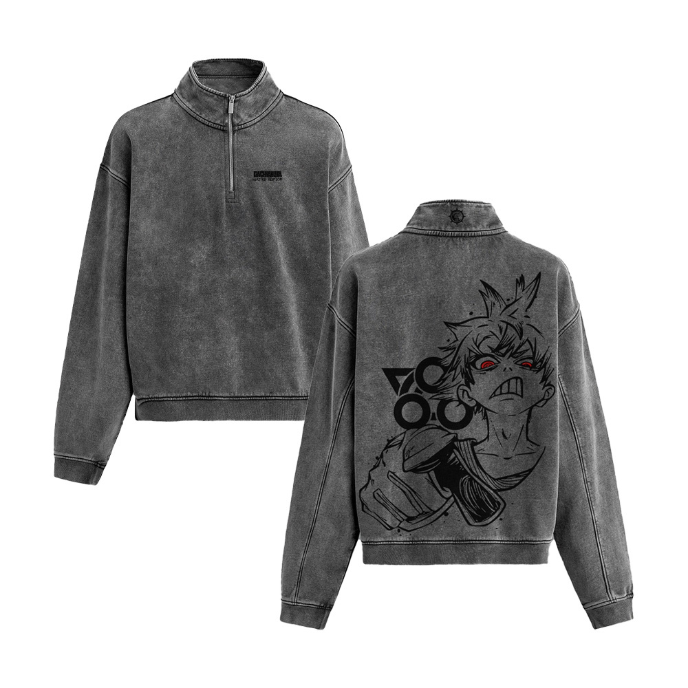 Gachiakuta Unisex Washed Half-Zip Hoodie