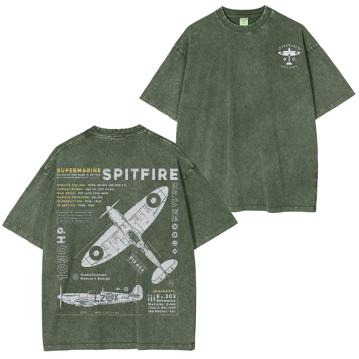 Supermarine Spitfire MK1 Oversized T-shirt/Crewneck/Hoodie