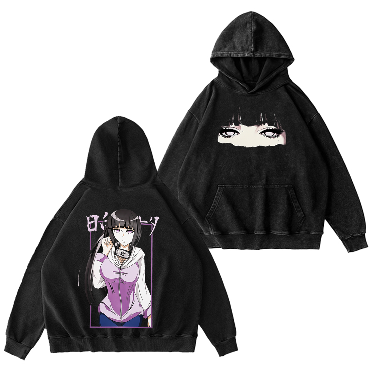 Hinata x Naruto Anime Double Printed Vintage Washed T-shirt/Crewneck/Hoodie