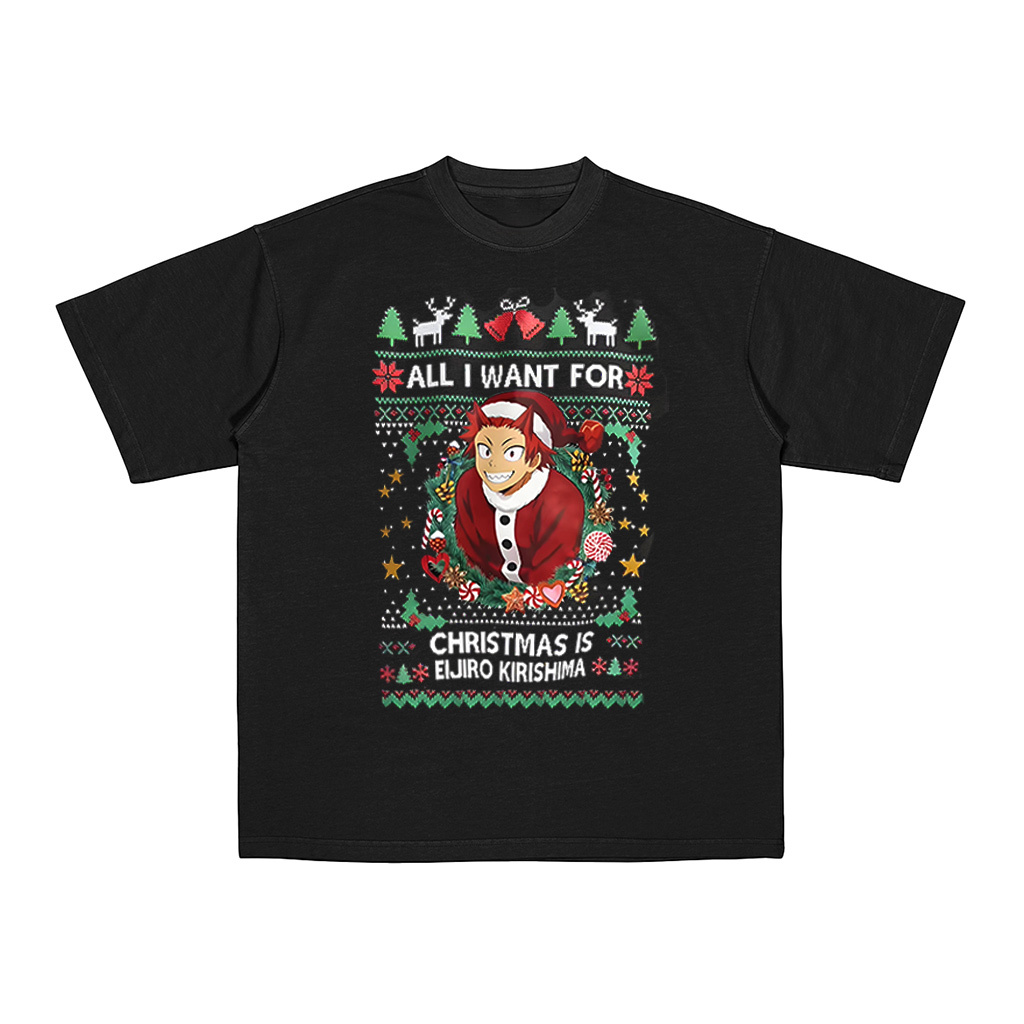 ALL I WANT FOR CHRISTMAS IS EIJIRO KIRISHIMA” Oversized Washed /Cotton T-shirt/Crewneck/Hoodie