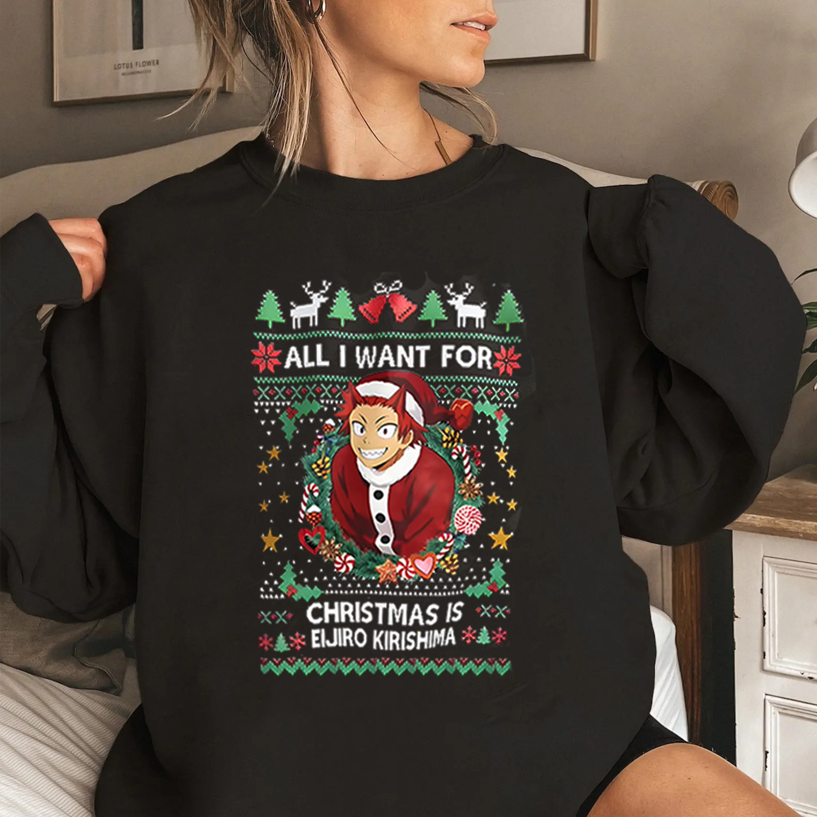 ALL I WANT FOR CHRISTMAS IS EIJIRO KIRISHIMA” Oversized Washed /Cotton T-shirt/Crewneck/Hoodie