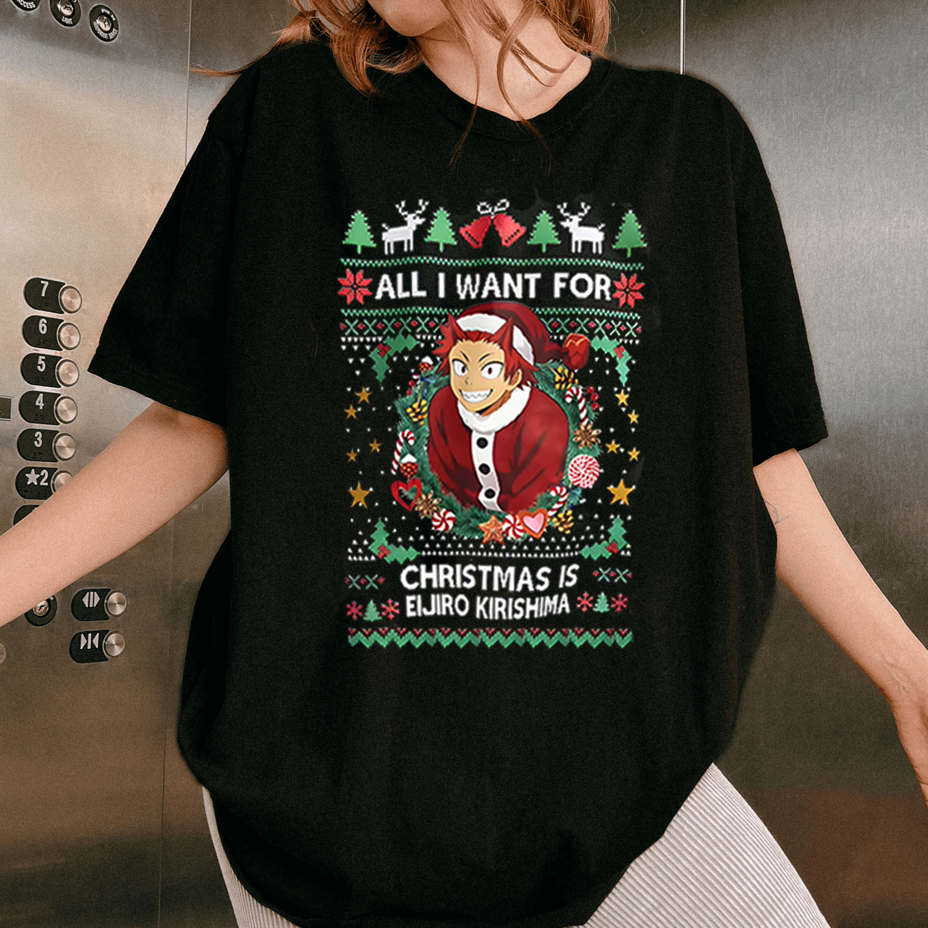 ALL I WANT FOR CHRISTMAS IS EIJIRO KIRISHIMA” Oversized Washed /Cotton T-shirt/Crewneck/Hoodie
