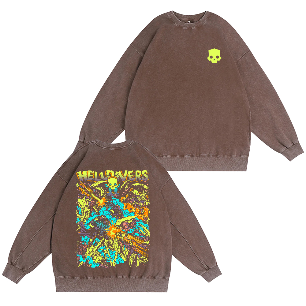 Helldivers 2 Unisex Washed Crewneck Sweatshirt