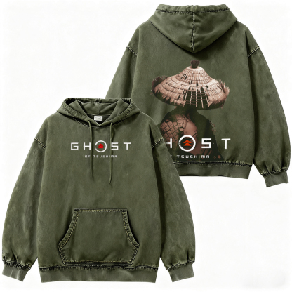 Ghost of Tsushima Katana Slash  Quiet But Deadly Drip Unisex Washed Hoodie