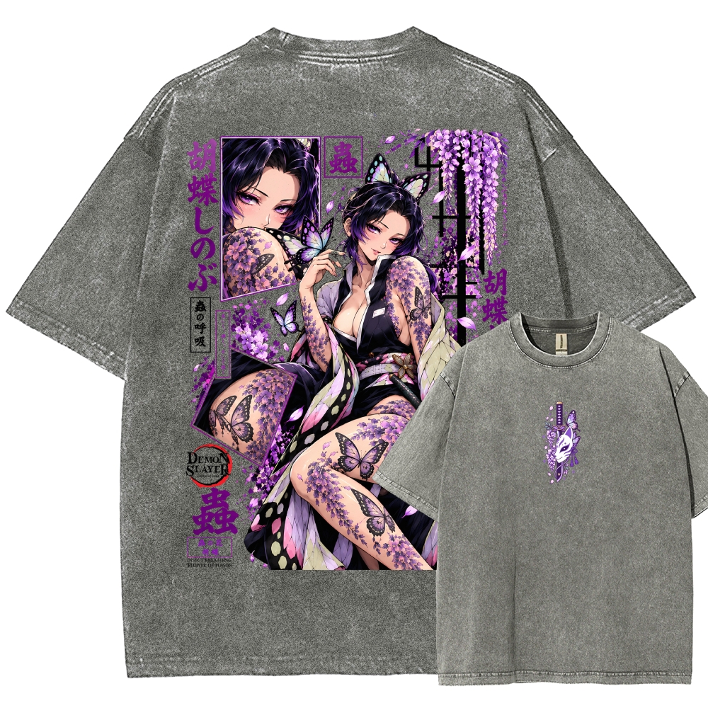 Shinobu Kocho Demon Slayer Unisex Washed Oversized T-shirt/Crewneck/Hoodie