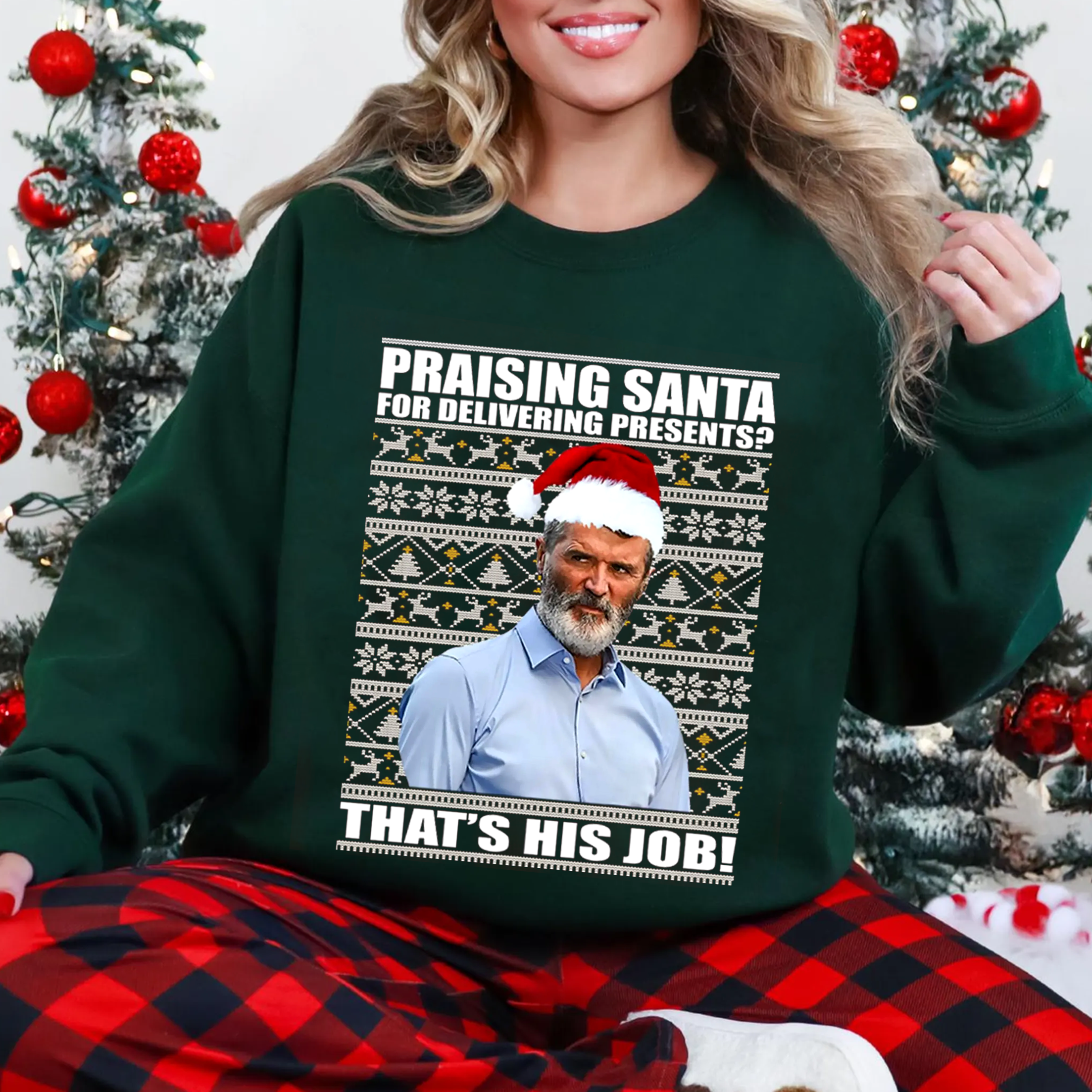 Roy Keane Praising Santa Jumper, Roy Keane Christmas Unisex T-shirt/Crewneck/Hoodie