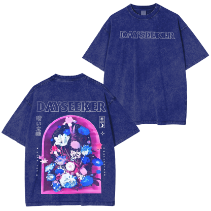 Dayseeker Floral Window Double Printed Unisex Washed T-Shirt