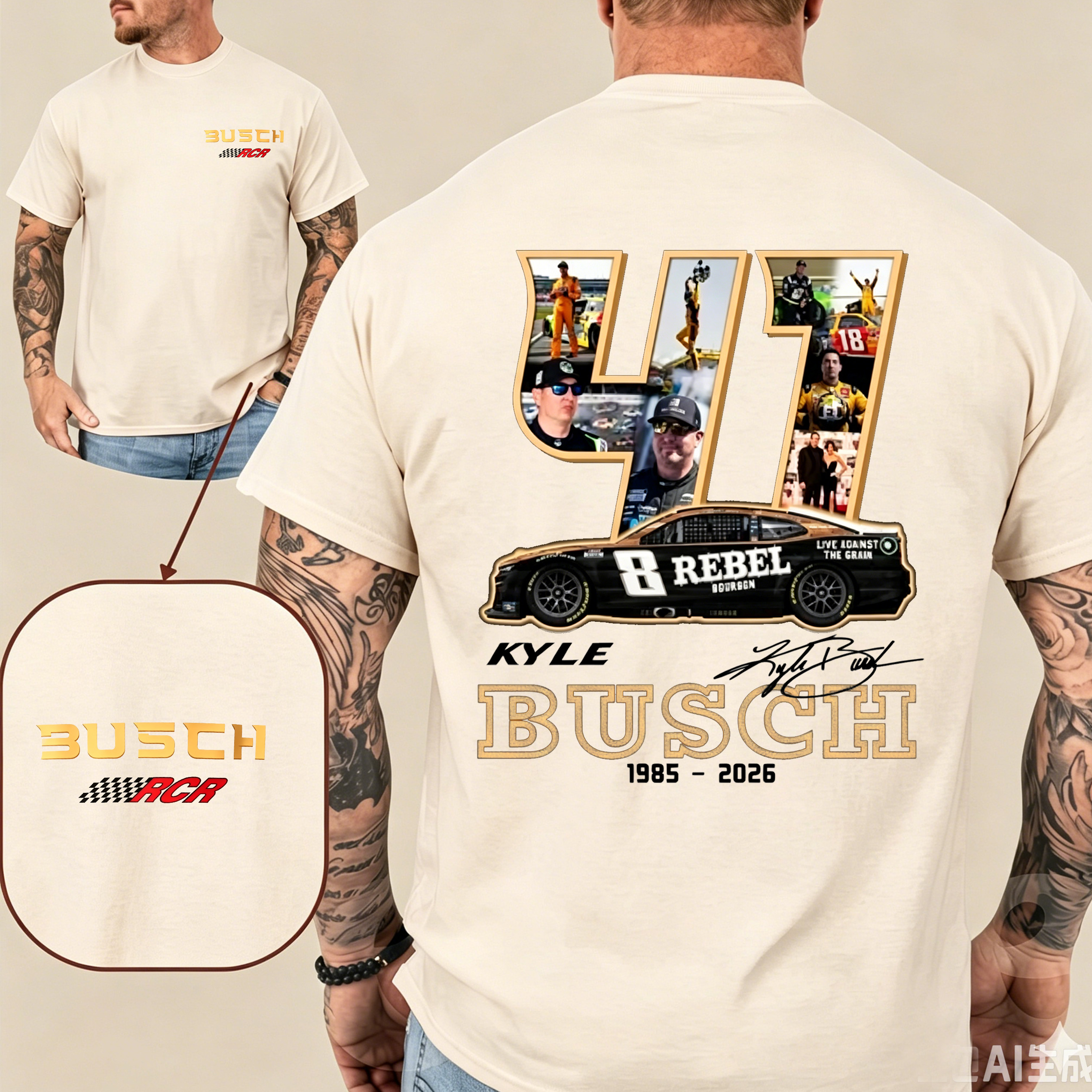 RIP Kyle Busch Rowdy Nascar Legend Memorial  Unisex Shirts/Crewneck/Hoodie