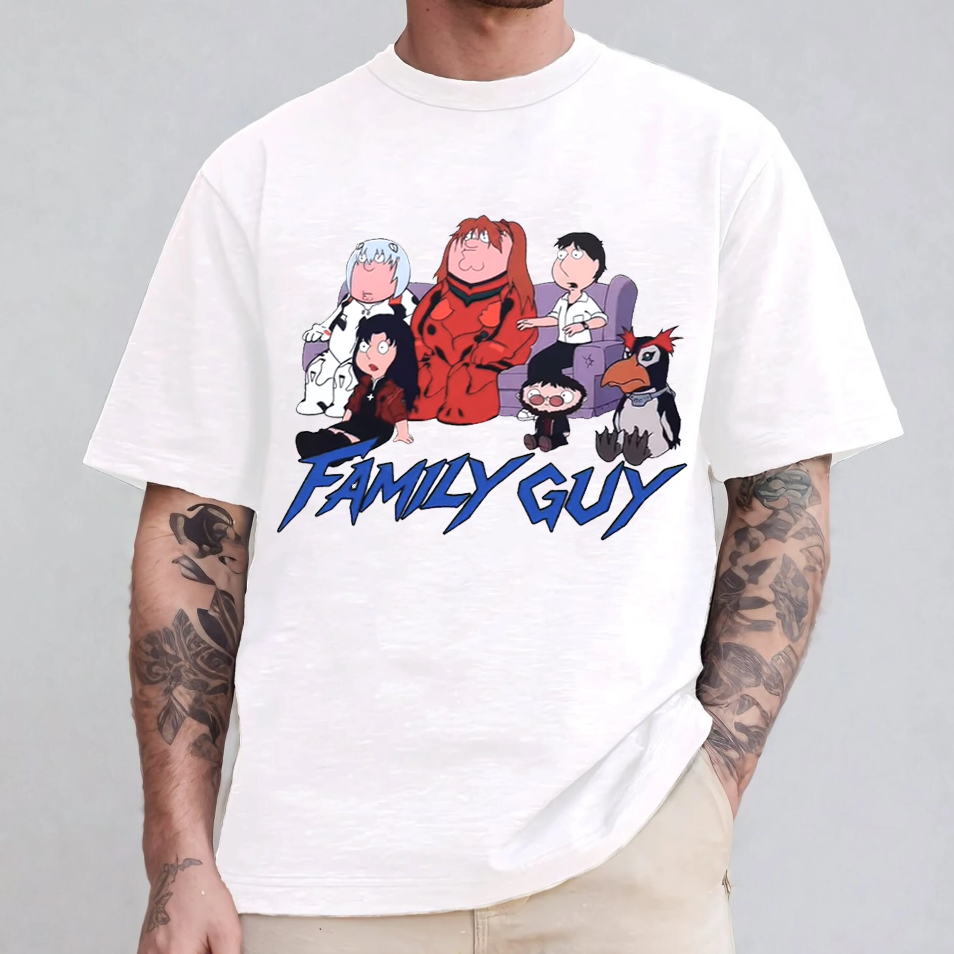Family Guy x Evangelion Anime Funny Graphic Oversize Unisex Shirts/Crewneck/Hoodie