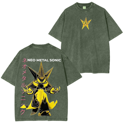 Metal Sonic Anime Oversize Acid Washed T-shirt/Crewneck/Hoodie