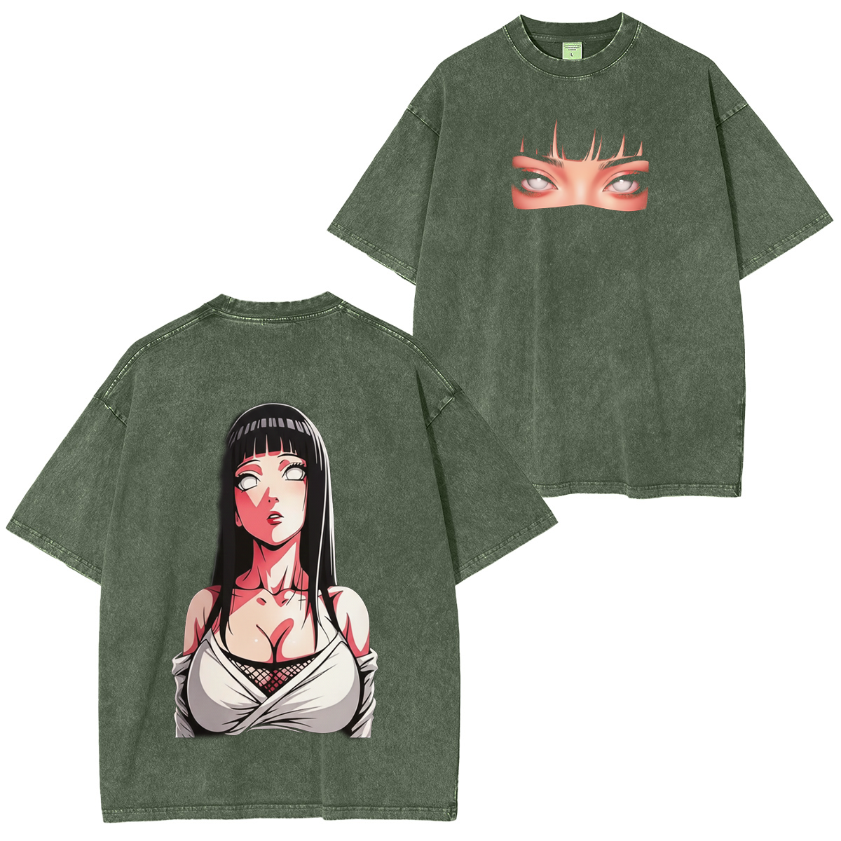 Hinata x Naruto Anime Double Printed Vintage Washed T-shirt/Crewneck/Hoodie