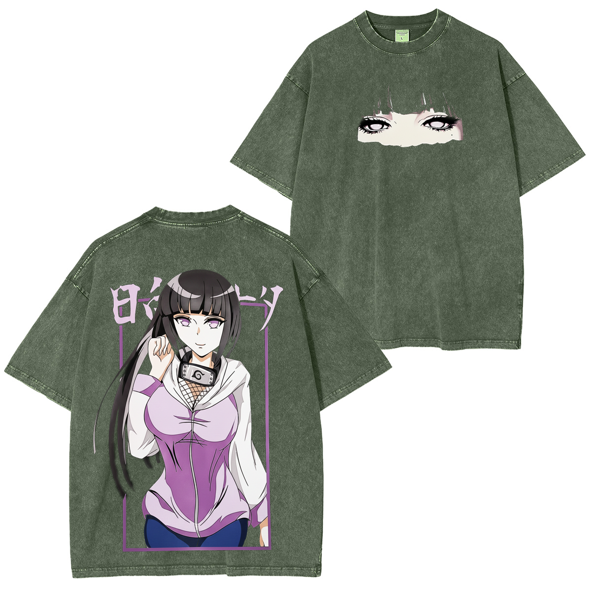 Hinata x Naruto Anime Double Printed Vintage Washed T-shirt/Crewneck/Hoodie