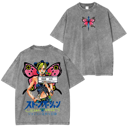 Hot Anime Jojo Bizarre Adventure Vintage Washed T-shirt/Crewneck/Hoodie