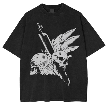 Skull and wings Vintage Washed T-Shirt