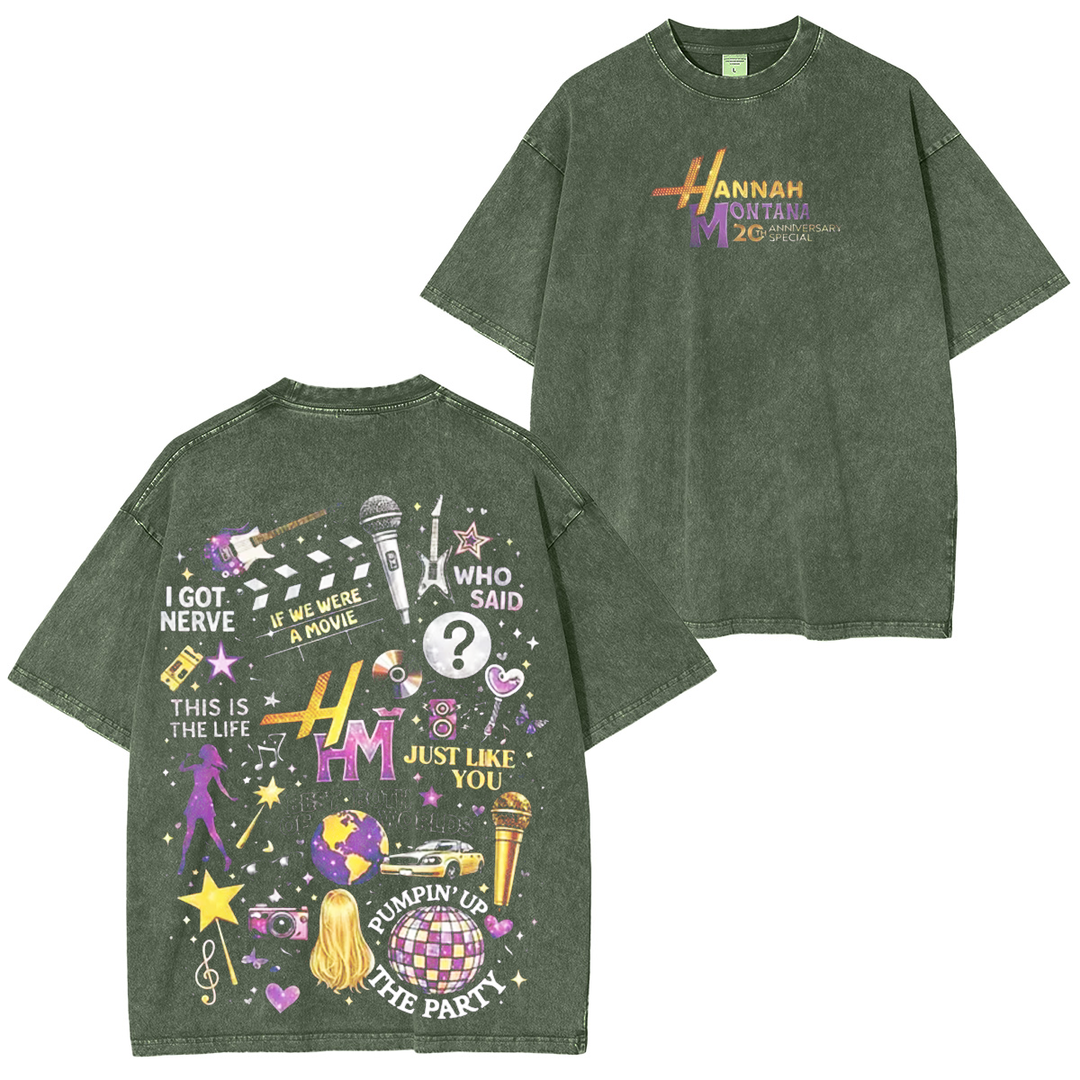 Hannah Montana 20th Anniversary Vintage Unisex  Washed T-Shirt