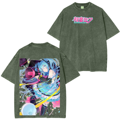 Hatsune Miku Vintage Unisex  Washed T-Shirt