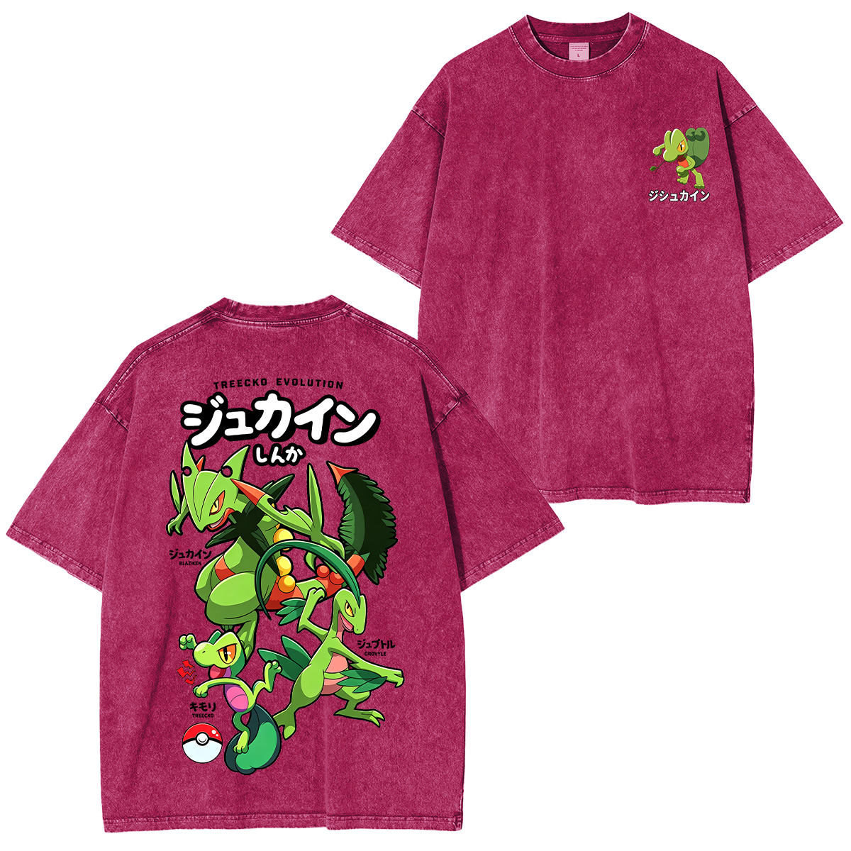 Treecko Family Pokémon Unisex Washed T-Shirt