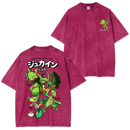 Treecko Family Pokémon Unisex Washed T-Shirt