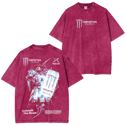 Monster Energy Girl & Mortal Kombat 11 Subrezo Oversized Unisex Washed T-Shirt