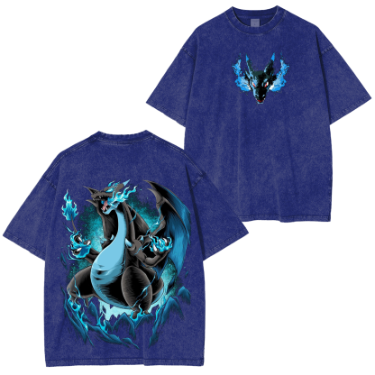 Mega Charizard X Pokemon Vintage Washed T-shirt/Crewneck/Hoodie
