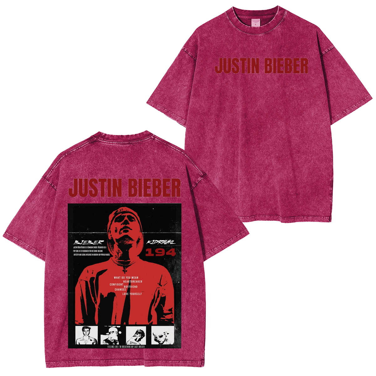 Justin Bieber Oversized Unisex Washed T-Shirt
