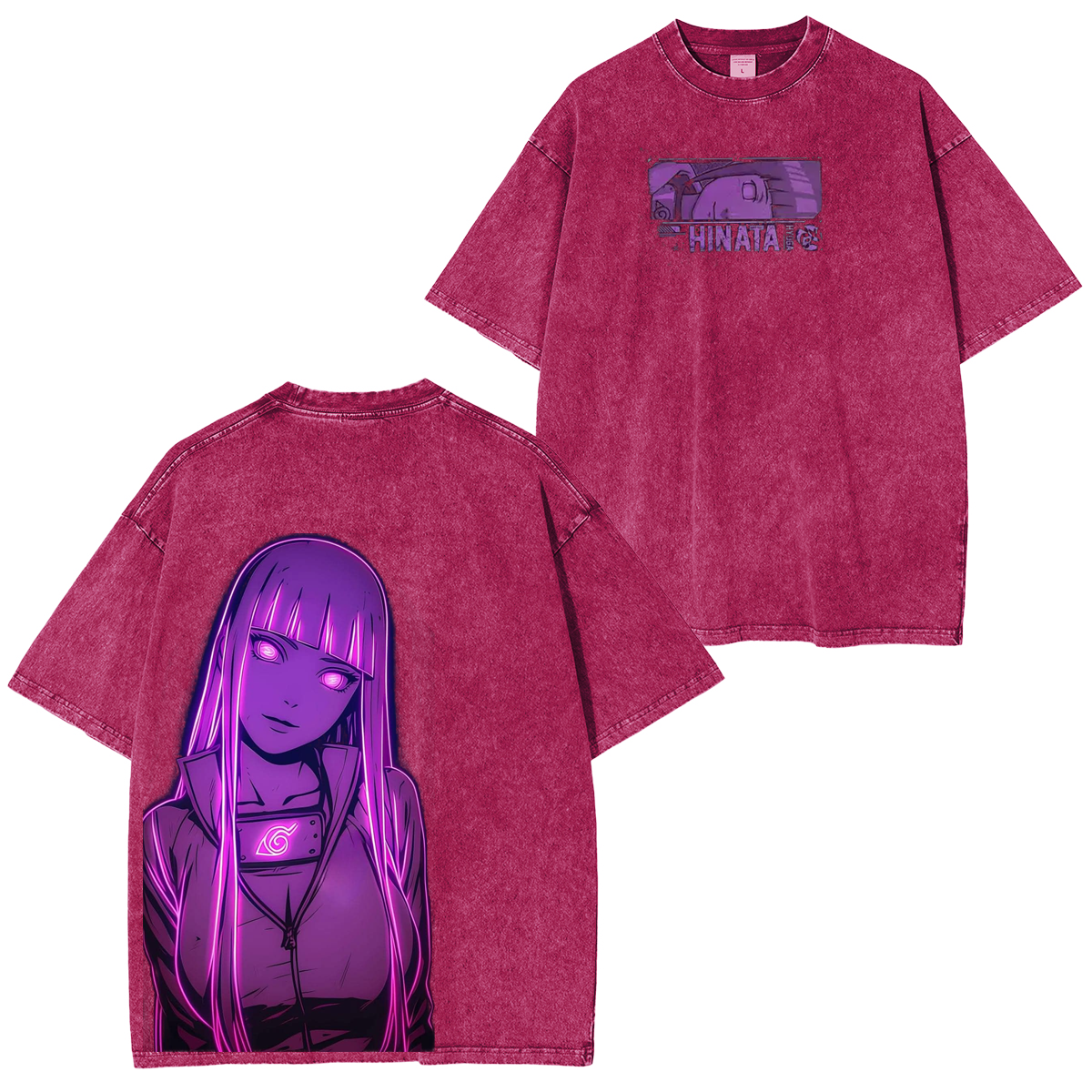 Hinata Hyuga - Anime Double Printed Vintage Unisex Washed T-Shirt