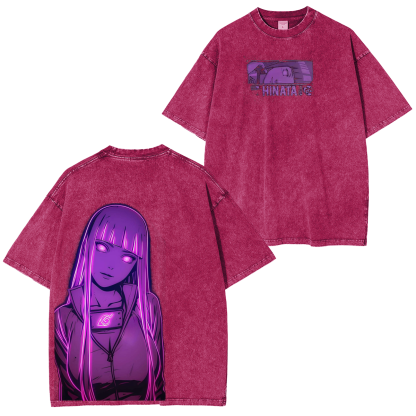 Hinata Hyuga - Anime Double Printed Vintage Unisex Washed T-Shirt