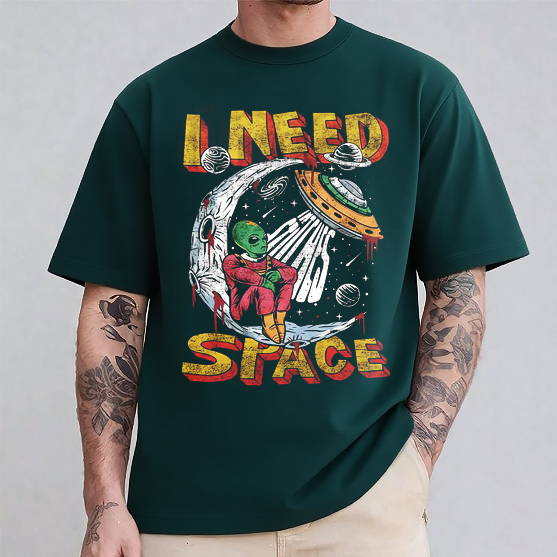 I Need Space Alien Comfort Color Oversized T-shirt/Crewneck/Hoodie